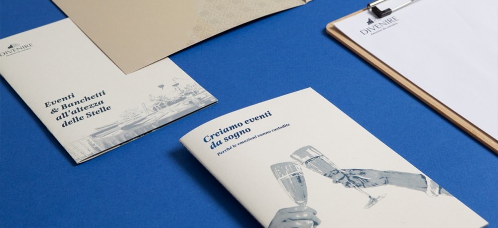 Materiali di identità e comunicazione di Divenire Eventi dopo il rebranding